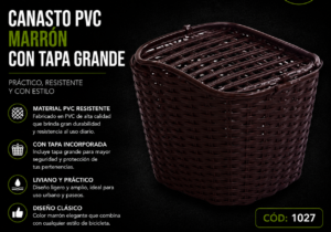 Canasto PVC Marrón con tapa grande