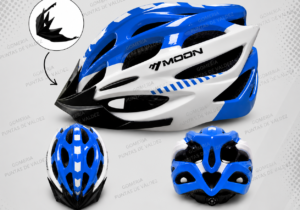 Casco Bicicleta Moon Azul Y Blanco